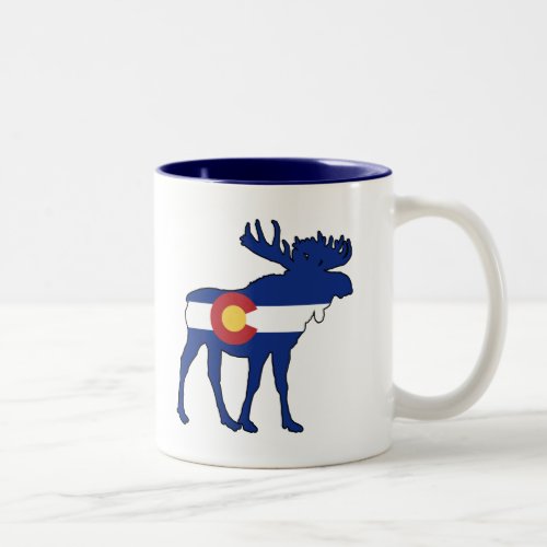 Colorado Flag Moose Two_Tone Coffee Mug