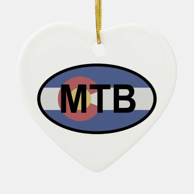 Colorado Flag Mountain Bike Ceramic Ornament (Front)