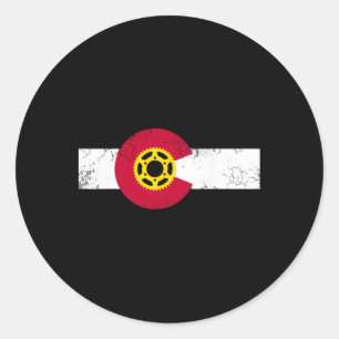 Colorado Flag Mountain Bike Cycling Riding Biking Classic Round Sticker