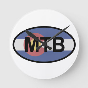 Colorado Flag Mountain Bike Round Clock