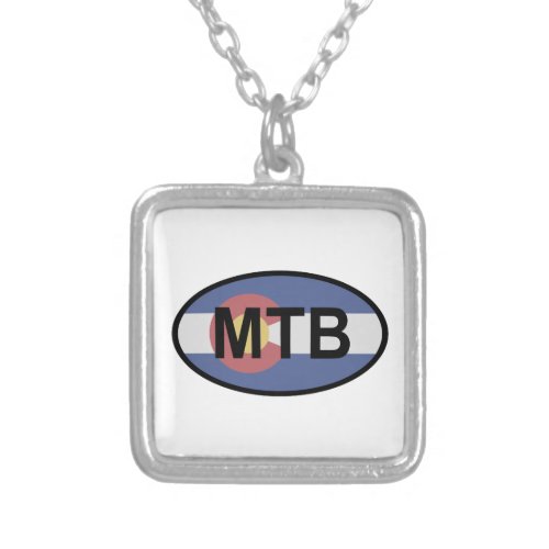 Colorado Flag Mountain Bike Silver Plated Necklace