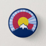 Colorado Flag Mountain Burst Pin Button at Zazzle