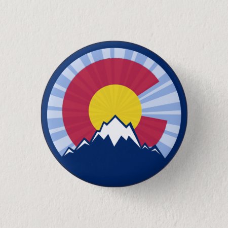 Colorado Flag Mountain Burst Pin Button