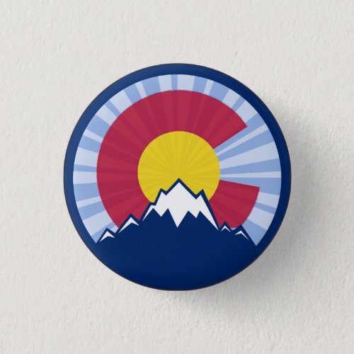 Colorado flag mountain burst pin button