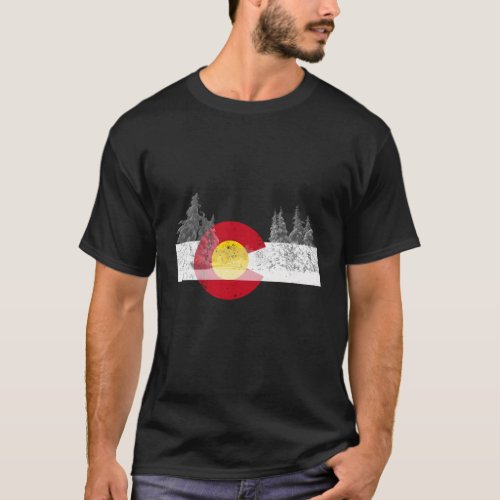 Colorado Flag Mountain Ski Trees Outdoor T_Shirt