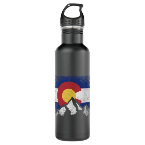 Colorado Flag Mountain Ski Winter Gift Hiker Hikin Stainless Steel Water Bottle