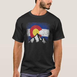 Colorado Flag Mountain Ski Winter Hiker Hiking Cam T-Shirt