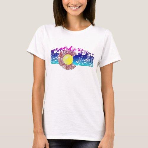 Colorado Flag Mountains Colorful Version T_Shirt