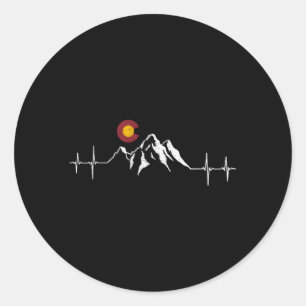 Colorado Flag Mountains Hebeat Classic Round Sticker