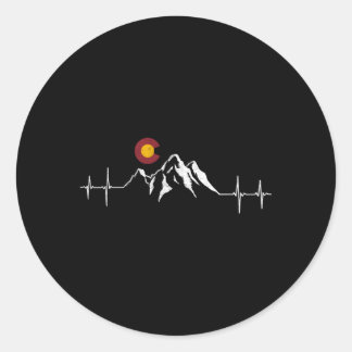 Colorado Flag Mountains Hebeat Classic Round Sticker