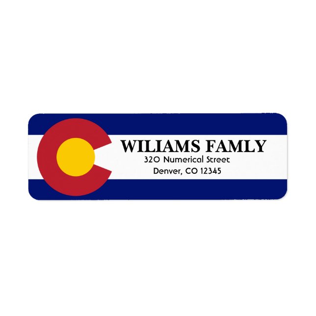 Colorado Flag Name City Street Label (Front)