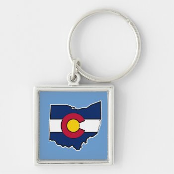 Colorado Flag Ohio Outline Square Keychain by ColoradoCreativity at Zazzle