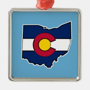 Colorado Flag Ohio Outline Square Ornament by ColoradoCreativity at Zazzle
