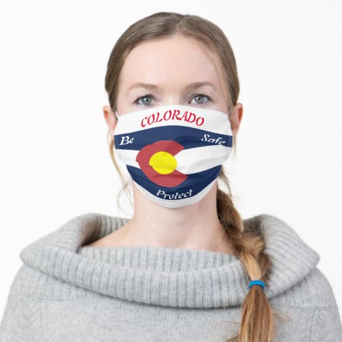 Colorado Flag on WhiteRed White Blue Adult Cloth Face Mask