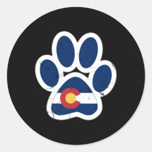 Colorado Flag Paw Print Classic Round Sticker