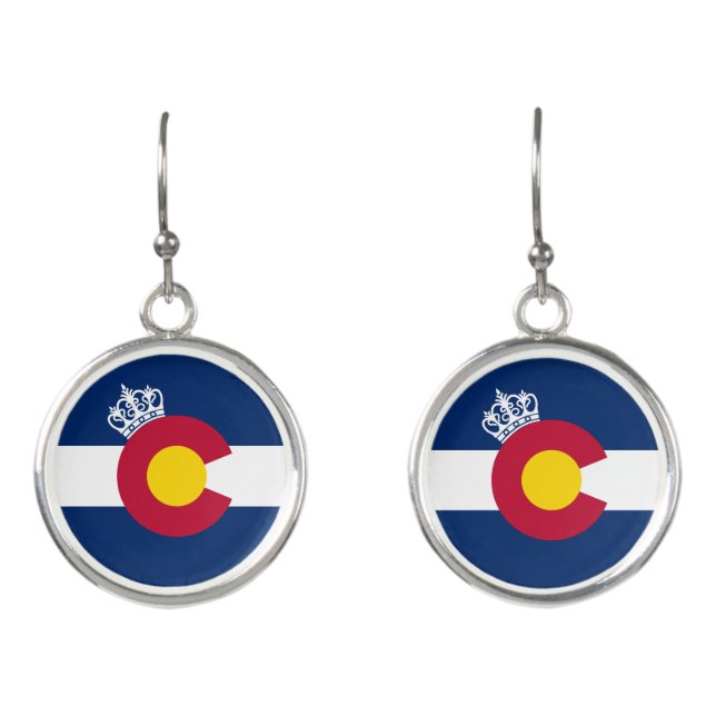 Colorado flag princess drop hanging earrings (Front)