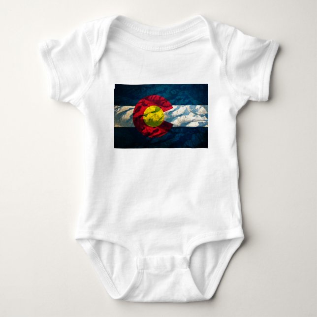 Colorado flag Rock Mountains Baby Bodysuit (Front)