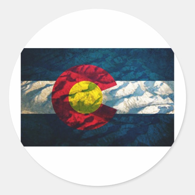 Colorado flag Rock Mountains Classic Round Sticker (Front)