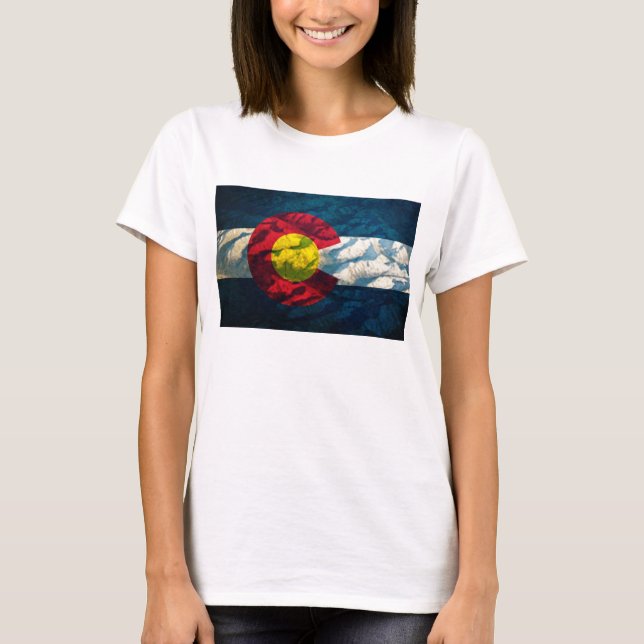 Colorado flag Rock Mountains T-Shirt (Front)
