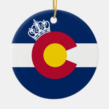Colorado Flag Royal Crown Round Holiday Ornament by ColoradoCreativity at Zazzle