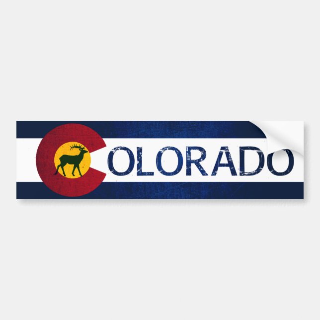 Colorado flag rugged deer bumper sticker (Front)