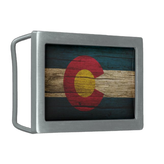 Colorado Flag Rustic Old Wood Belt Buckle Zazzle