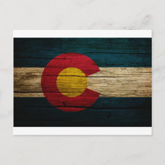 Colorado Flag Rustic Old Wood Postcard