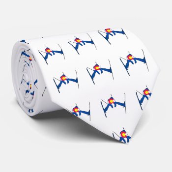 Colorado Flag Skier Pattern Necktie by ColoradoCreativity at Zazzle