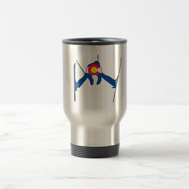 Colorado flag skier travel mug (Center)