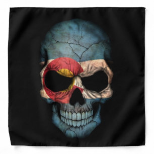 Colorado Flag Skull on Black Bandana