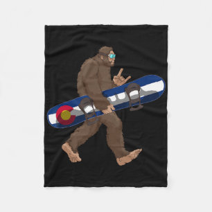Colorado Flag Snowboarding Bigfoot For Snowboarder Fleece Blanket