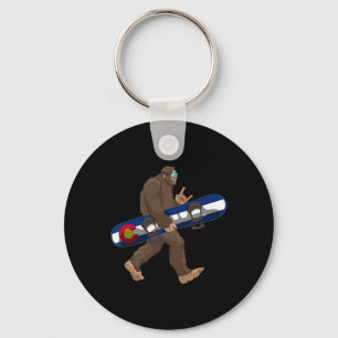 Colorado Flag Snowboarding Bigfoot For Snowboarder Keychain