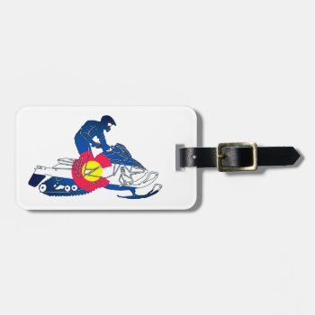 Colorado Flag Snowmobile Customizable Luggage Tag by ColoradoCreativity at Zazzle