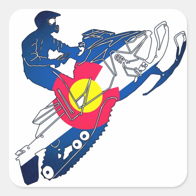Colorado flag snowmobile square stickers (Front)