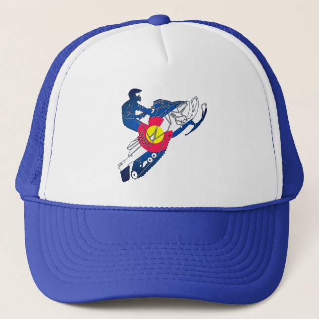 Colorado flag snowmobile trucker hat (Front)