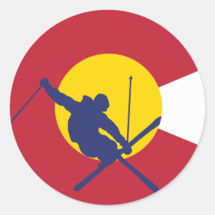 Colorado Flag Sticker - Skier - Iron Cross