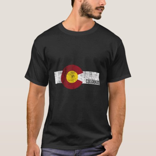 Colorado Flag Style Distressed T_Shirt