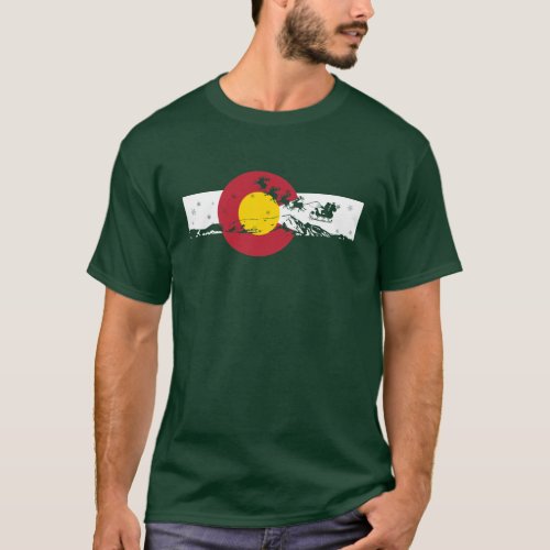 Colorado Flag T_Shirt _ Christmas Design _ Santa