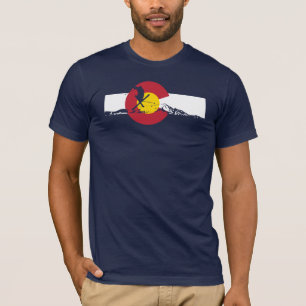 Colorado Flag T-Shirt - Skier - Rocky Mountains
