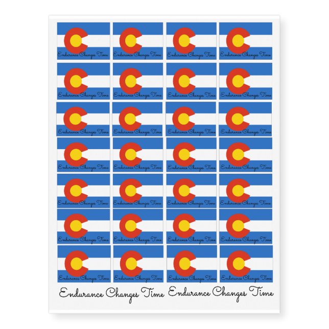 Colorado Flag Tat - Endurance Changes Time Temporary Tattoos (Front)