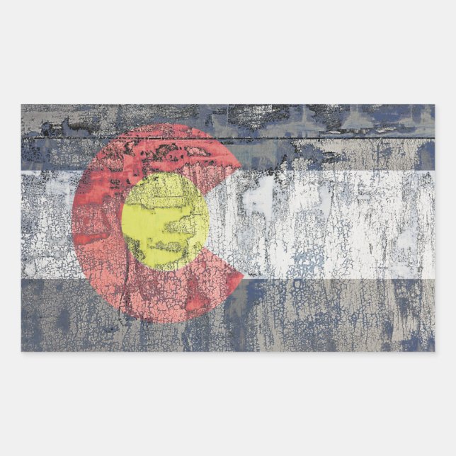 colorado flag textured wall rectangular sticker (Front)