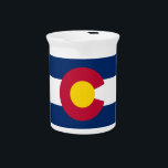 Colorado Flag, The Centennial State, Coloradans Beverage Pitcher<br><div class="desc">The colors in Colorado's flag represent the environmental features of the state. White symbolizes the snow on her mountains,  gold acknowledges the abundant Colorado sunshine,  red represents Colorado's red soil,  and blue is a symbol of her clear blue skies. "this image is Public Domain"</div>