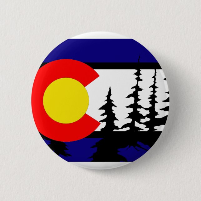 Colorado Flag Tree Silhouette Button (Front)