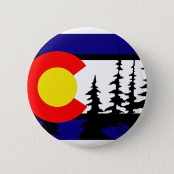 Colorado Flag Tree Silhouette Button by FreeFormation at Zazzle
