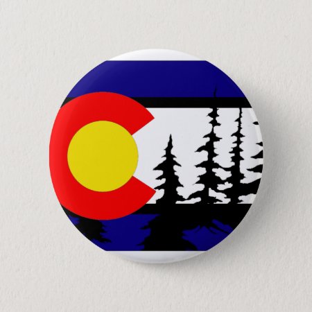 Colorado Flag Tree Silhouette Button