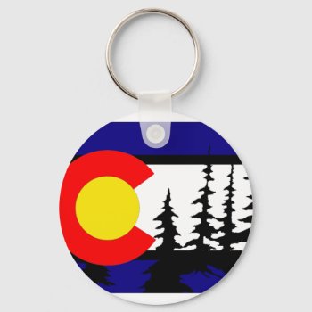 Colorado Flag Tree Silhouette Keychain by FreeFormation at Zazzle