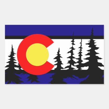 Colorado Flag Tree Silhouette Rectangular Sticker by FreeFormation at Zazzle