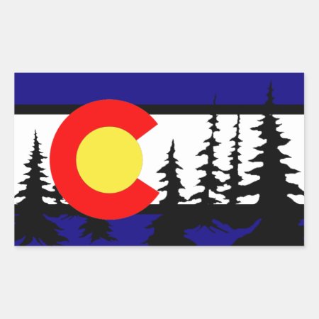 Colorado Flag Tree Silhouette Rectangular Sticker