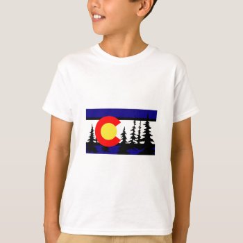 Colorado Flag Tree Silhouette T-shirt by FreeFormation at Zazzle