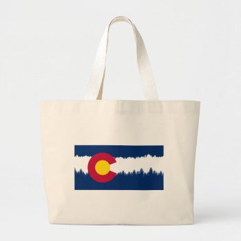 Colorado Flag Treeline Silhouette Large Tote Bag by FreeFormation at Zazzle